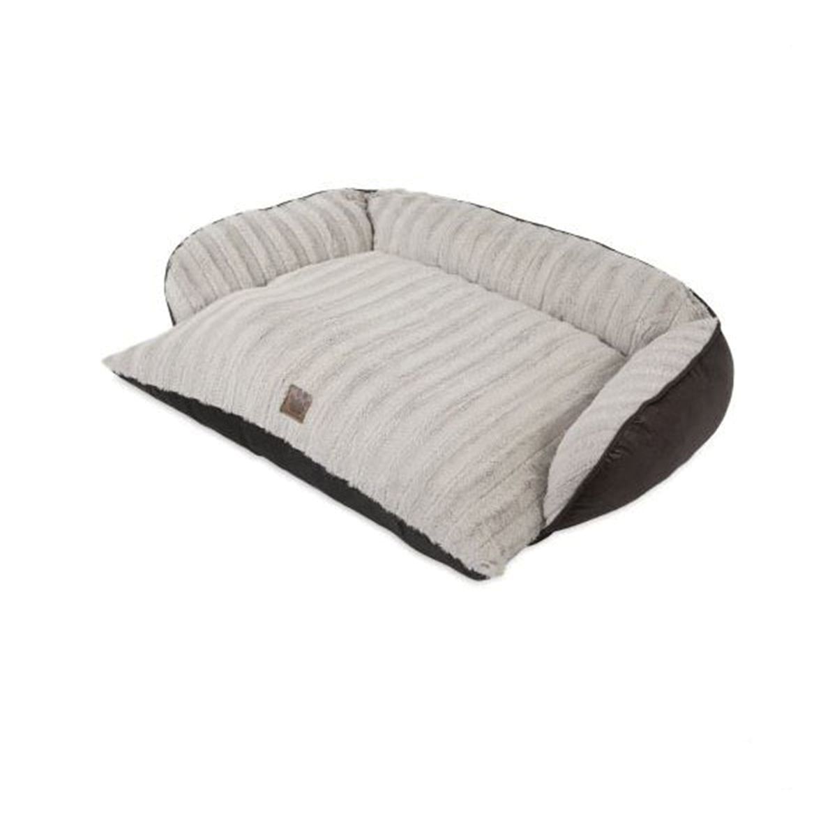 SnooZZy Rustic 85555 Luxury Comfy Couch Pet Bed, 40 in L, 30 in W, Leather/Plush Fabric Cover, Brown/Cream