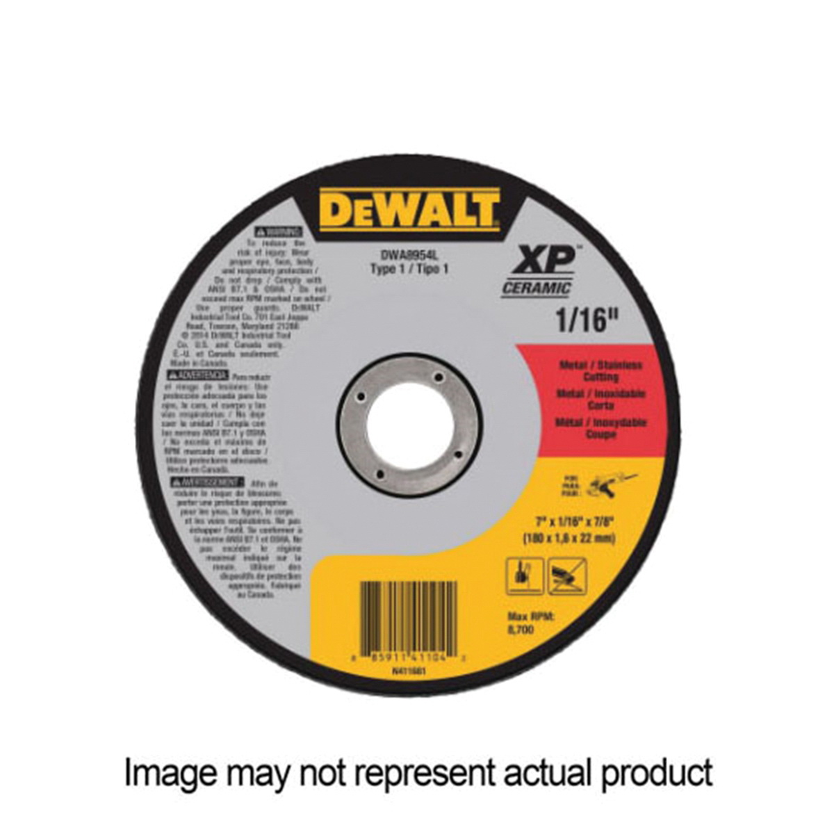 XP Ceramic Series DWA8952F Cutting Wheel, 5 in Dia, 0.045 in Thick, 7/8 in Arbor, Ceramic Abrasive