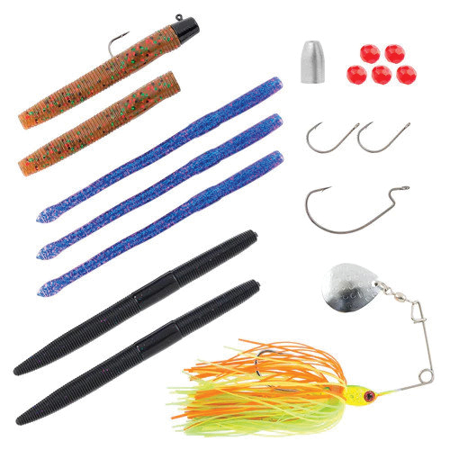 Ready2Fish R2F4-BA/S Bass Spinning Combo Kit, 6 ft 6 in L Rod, Split EVA Handle, Blue/Green - 5