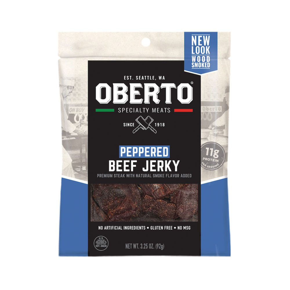 Oberto 1764 Beef Jerky, Natural Smoke, Pepper, 3.25 oz
