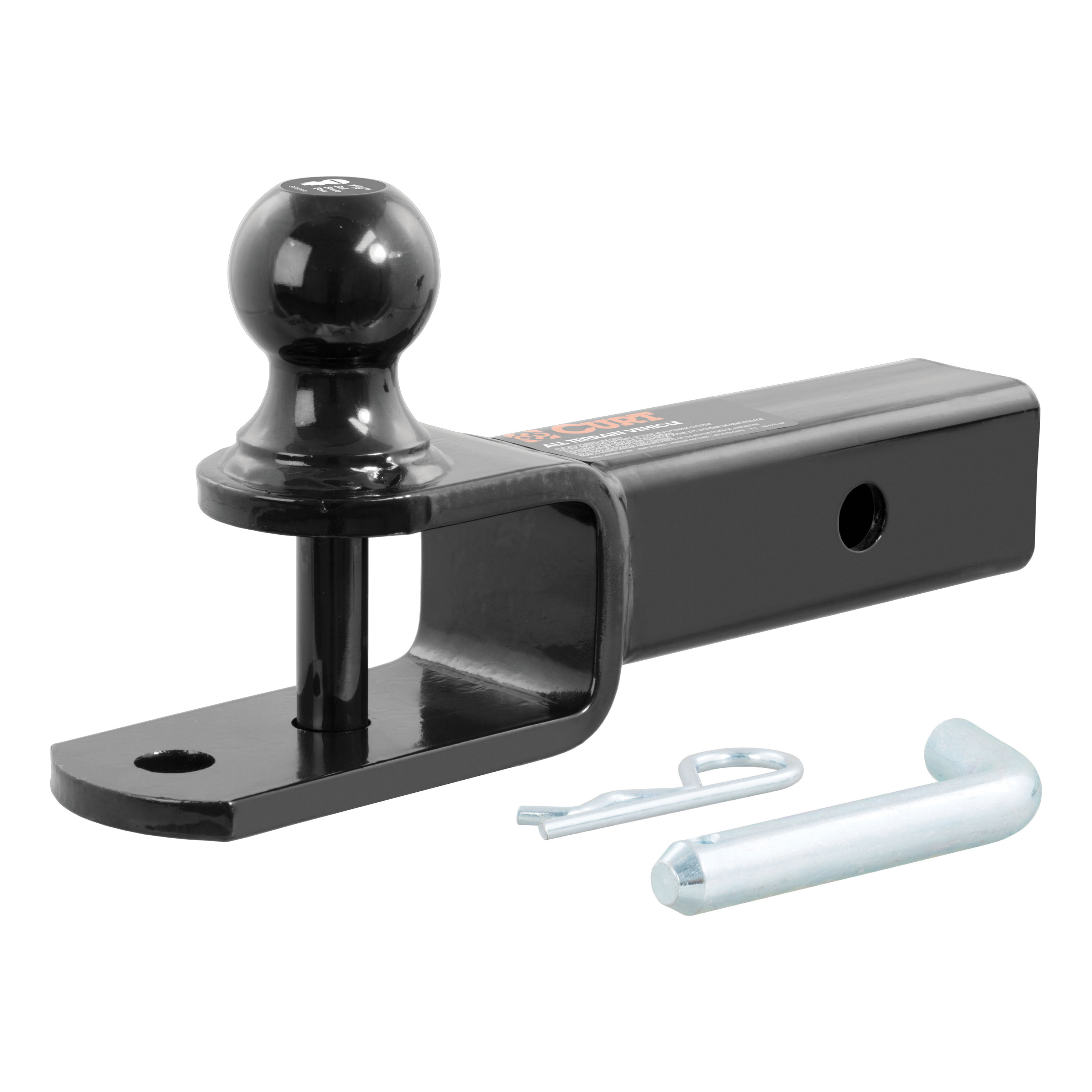 45005 3-in-1 ATV Ball Mount, 1-7/8 in Dia Hitch Ball, Steel, Gloss Powder-Coated