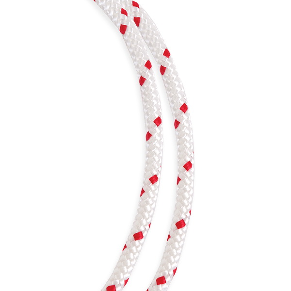 5240825 Rope, 1/4 in Dia, 50 ft L, 120 lb Working Load, Polyester, Red/White