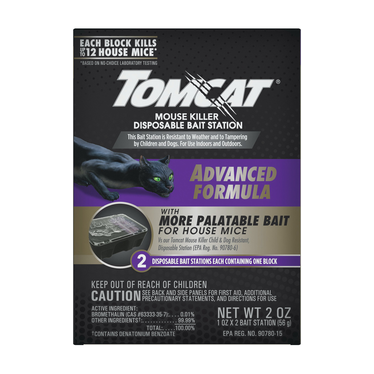 Tomcat 0373805 Mouse Killer Disposable Bait Station, 12 Mice Bait, Purple/Violet