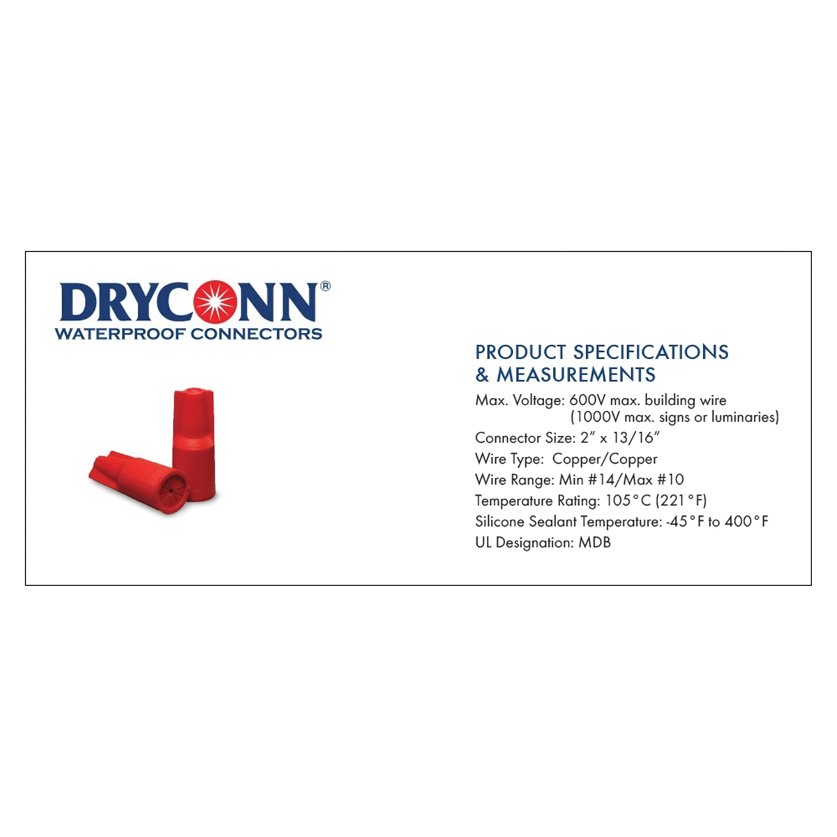 DRYCONN Wire Connector, King Innovation, Waterproof, Red, 10pk - 2