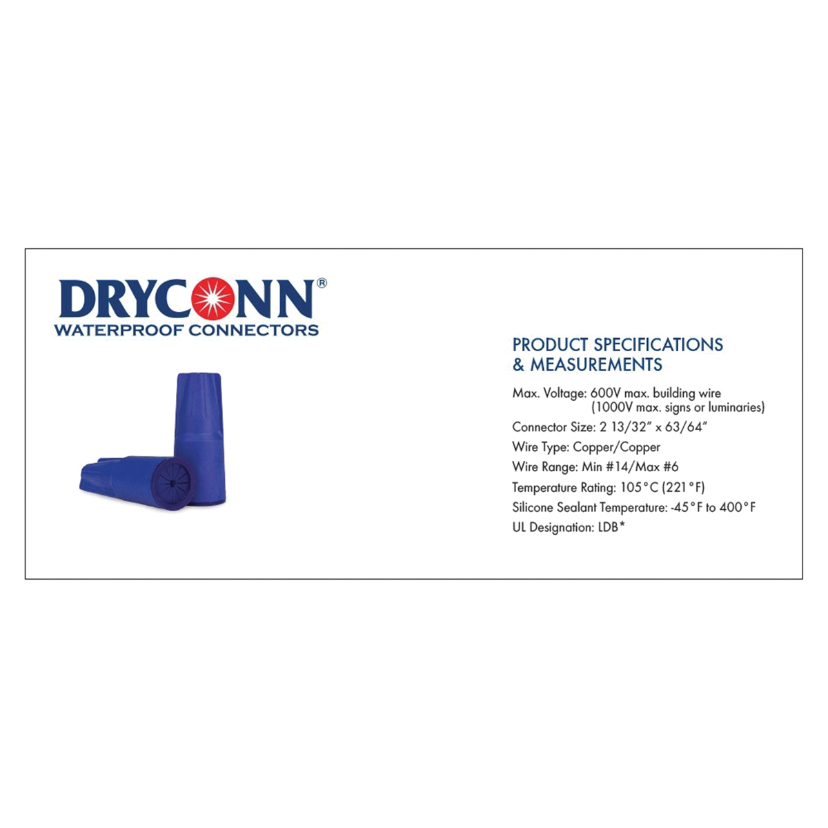 DRYCONN Wire Connector, King Innovation, Waterproof, Dark Blue, 8pk - 2