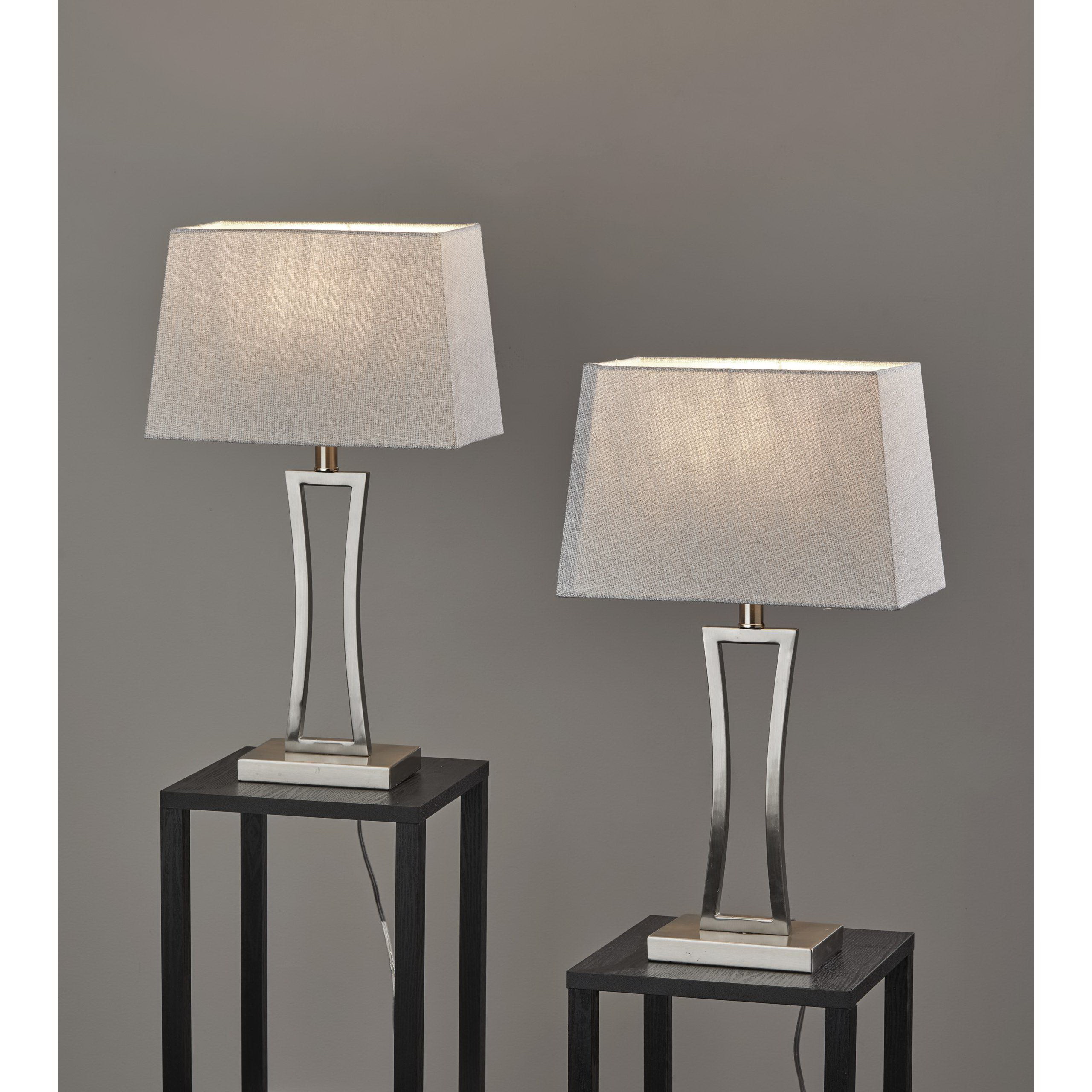 Camila 2-Pack Table Lamps, Adesso, 22 in H, 1-Light, Brushed Steel - 2