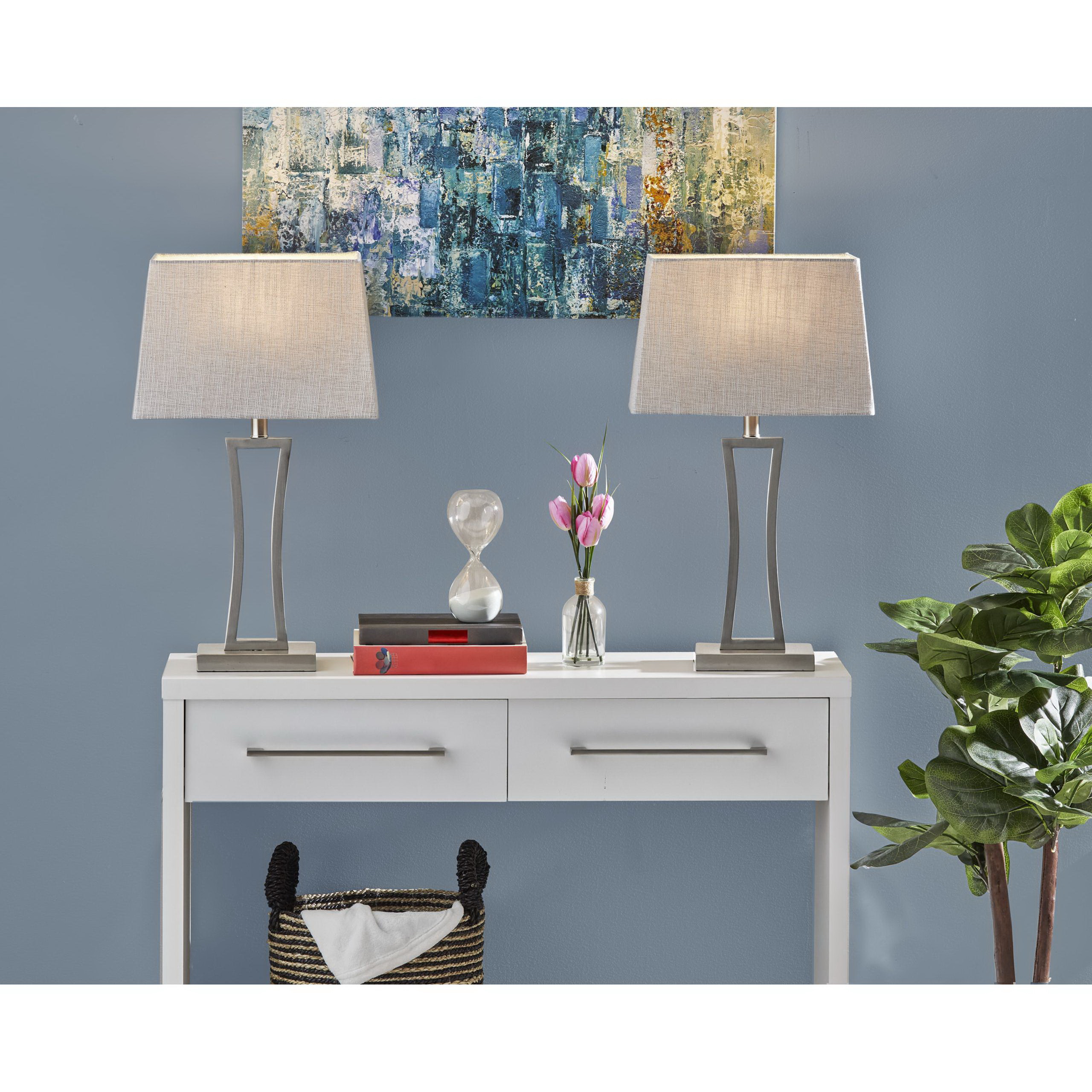 Camila 2-Pack Table Lamps, Adesso, 22 in H, 1-Light, Brushed Steel - 5