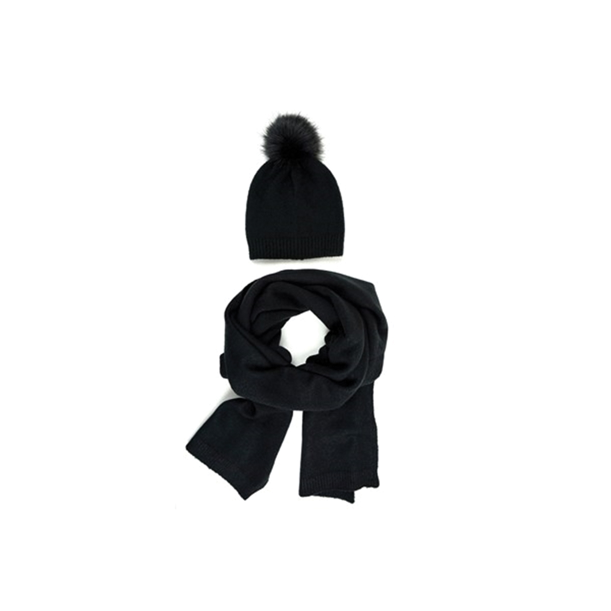 Jack & Missy Classic Luxe JMCLS-BLK Essential Hat and Scarf Knitwear Set, Black - 2
