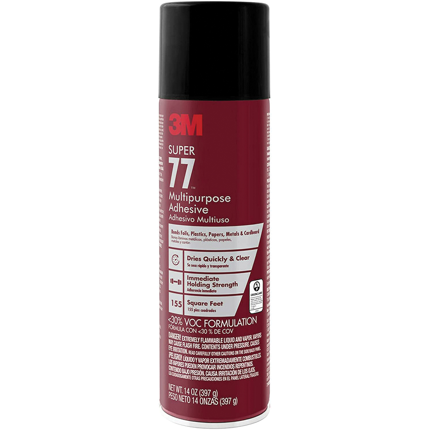 Super 77-VOC30DSC Multi-Purpose Spray Adhesive, Colorless, 14 oz Aerosol Can
