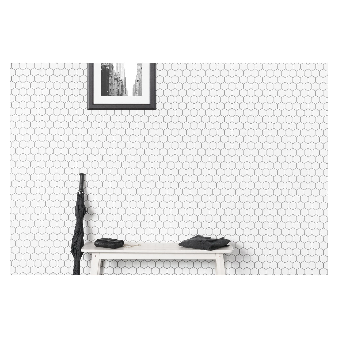 Le Cafe Mosaic Tile, Bedrosians Tile & Stone, Ceramic Porcelain, Hexagon, 11 in L, 12-3/4 in W - 2