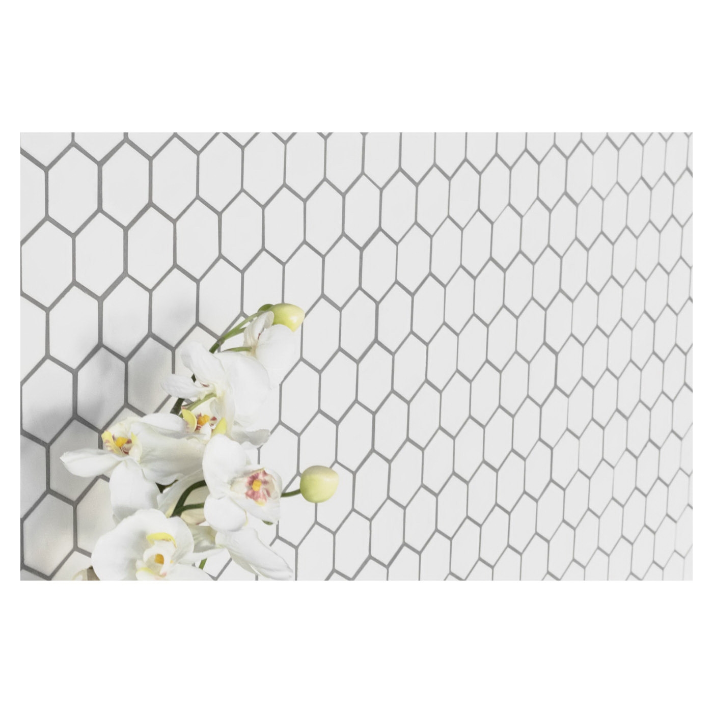 Le Cafe Mosaic Tile, Bedrosians Tile & Stone, Ceramic Porcelain, Hexagon, 11 in L, 12-3/4 in W - 3