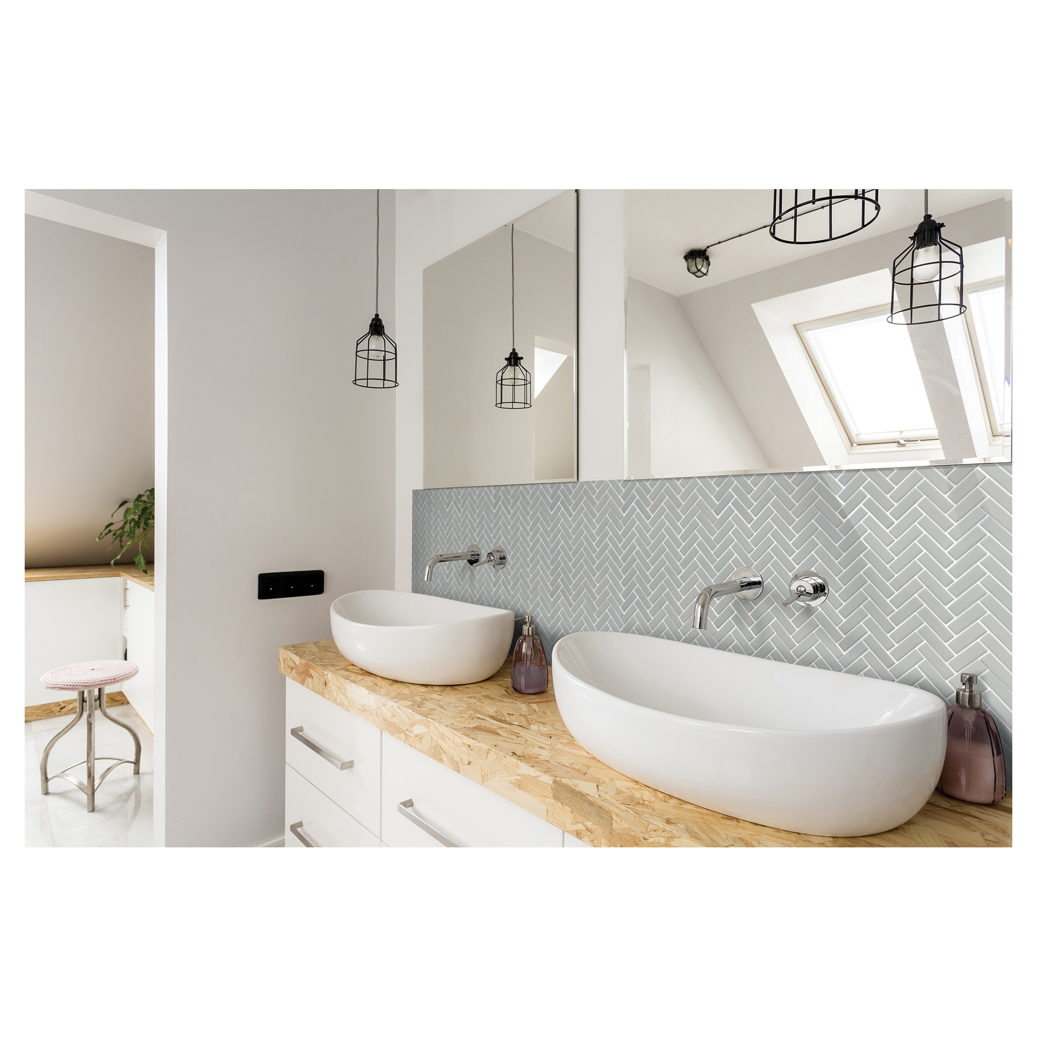 Emser Impact Mosaic Tile, Emser Tile, Ceramic Porcelain, Herringbone, 11 in L, 12 in W - 2