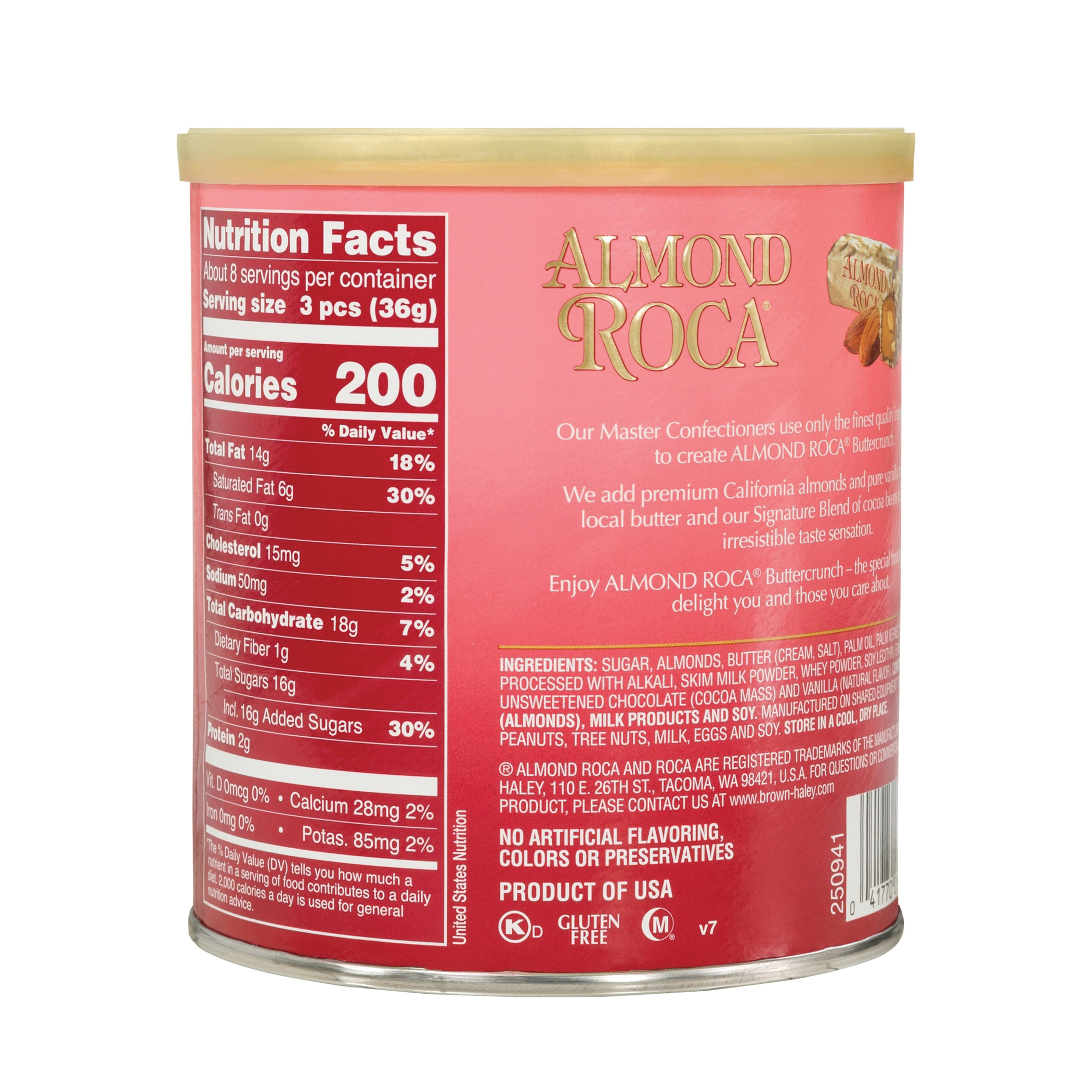 Brown & Haley 05680 Candy, Bar, Almond, Butter Crunch Toffee, 10 oz, Canister - 2