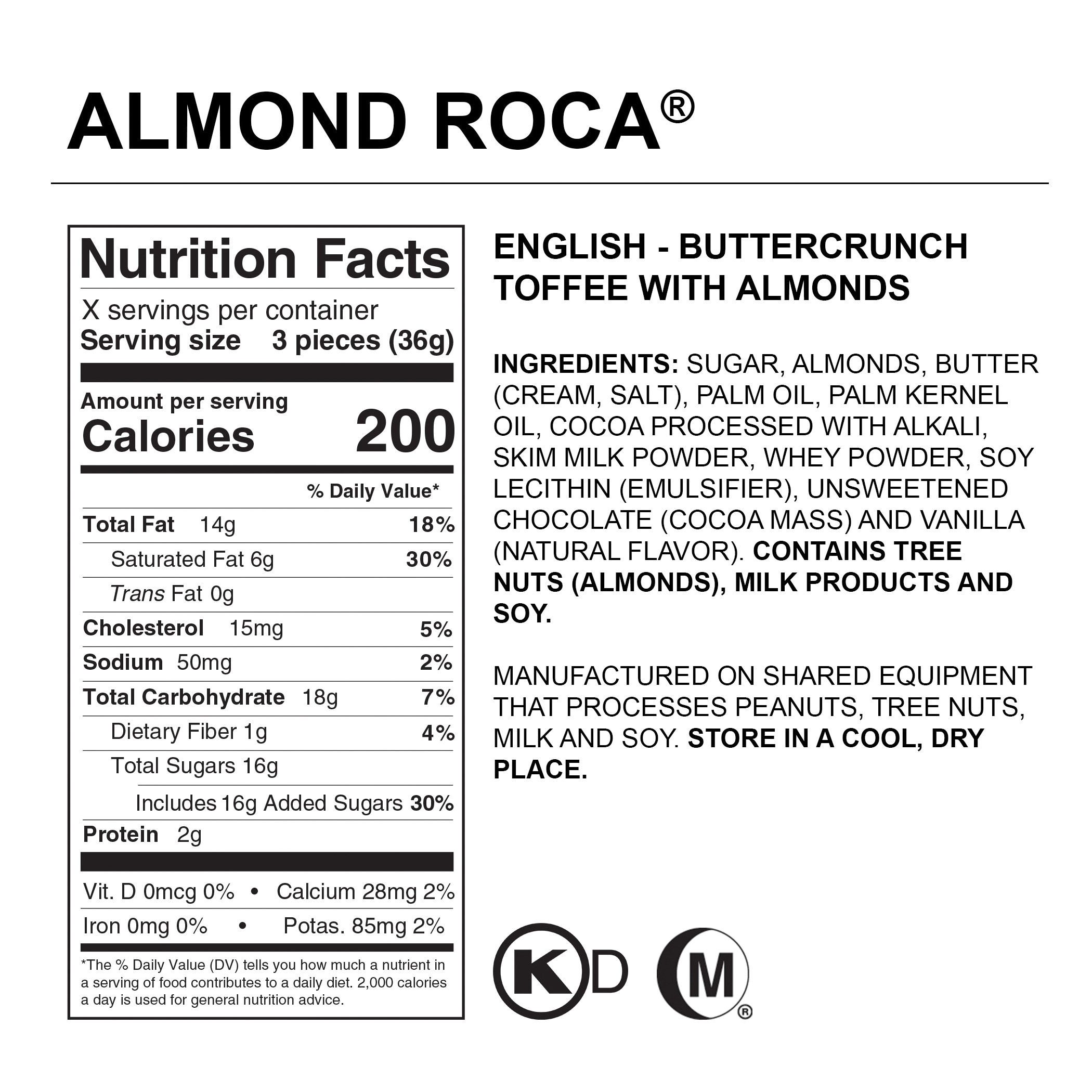 Brown & Haley 05680 Candy, Bar, Almond, Butter Crunch Toffee, 10 oz, Canister - 3