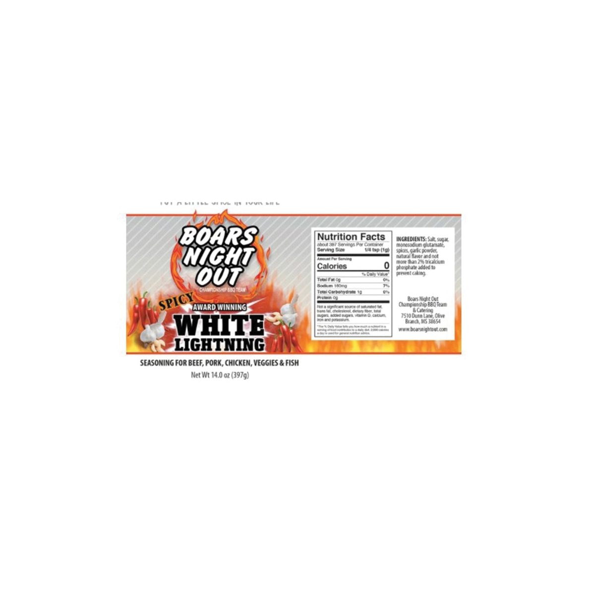 Seasoning Rub, Old World Spices & Seasonings, Boar's Night Out Spicy White Lightning, 14 oz. - 2