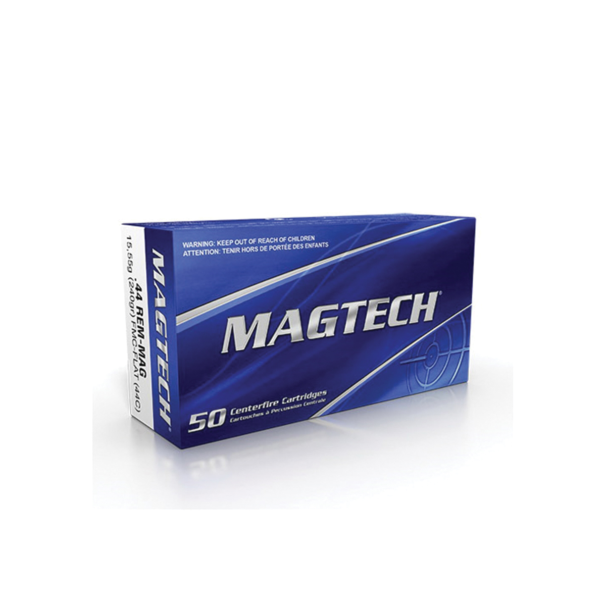 Magtech 44C Handgun Ammo, 0.44 Remington Magnum, 240 Grains, 50 Rounds, Brass