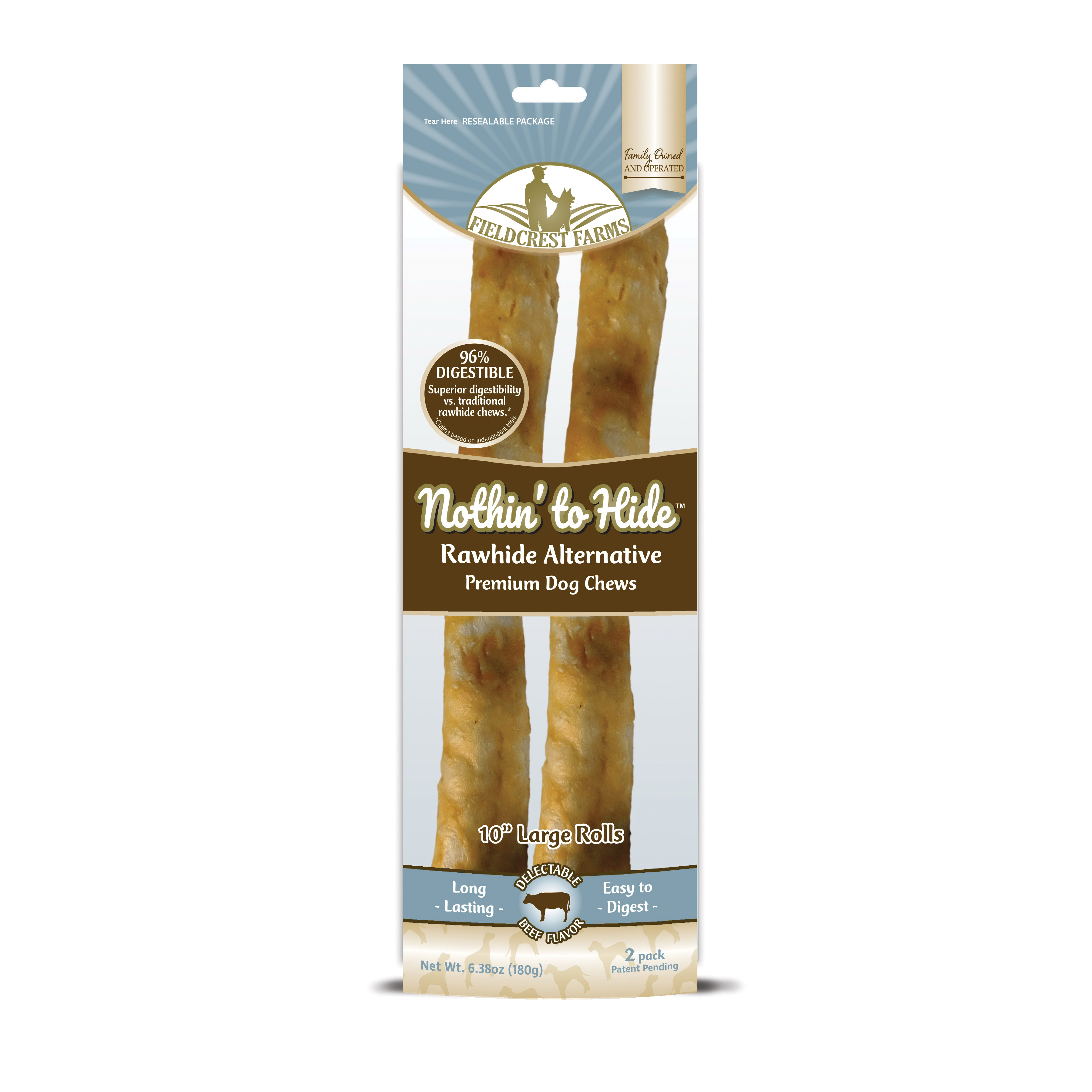 Spot Nothin' to Hide 153 Dog Chew Roll, L, Beef, 2/PK