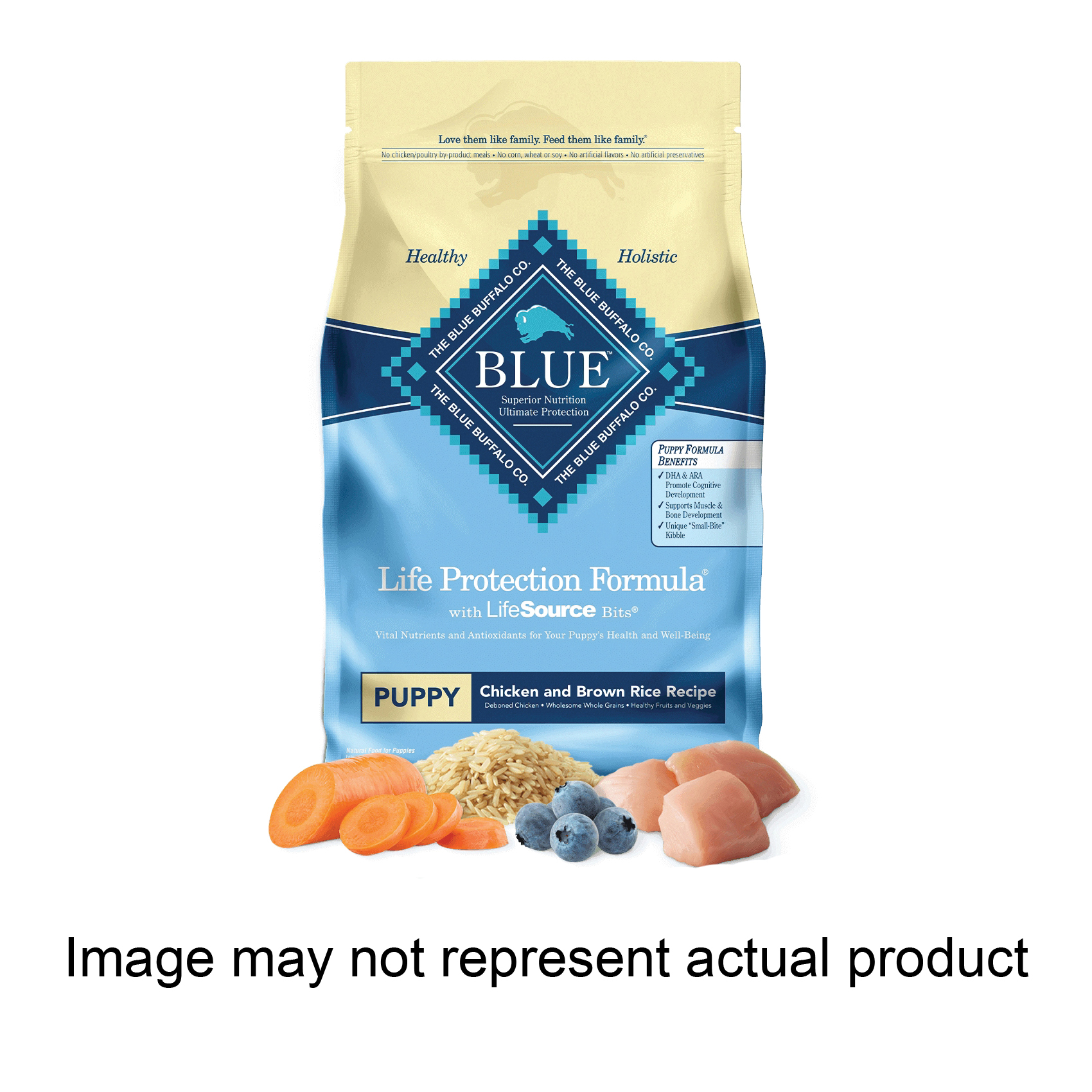 Blue Buffalo Life Protection Formula 800146 Dog Food, Puppy Breed, Dry, Brown Rice, Chicken Flavor, 6 lb Bag