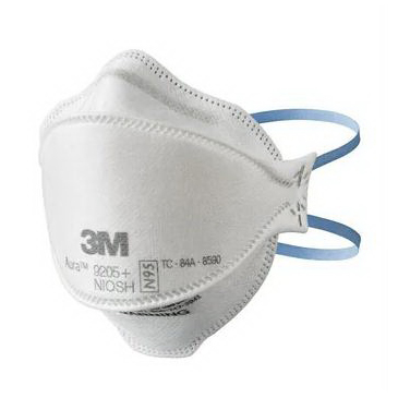 Aura Series 9205P-3-DC 3-Panel Particulate Respirator, One-Size Mask, N95 Filter Class, 95 % Filter Efficiency, White