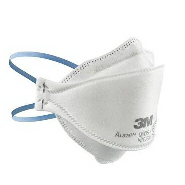 3M Aura Series 9205P-10-DC 3-Panel Particulate Respirator, One-Size Mask, N95 Filter Class, 95 % Filter Efficiency