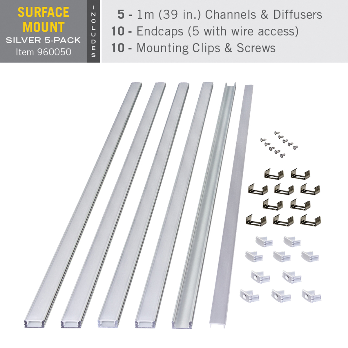 Armacost Lighting 960050 Mounting Channel, 39 in L x 0.69 in W x 0.28 in H Dimensions, Specifications: Surface Mount - 5