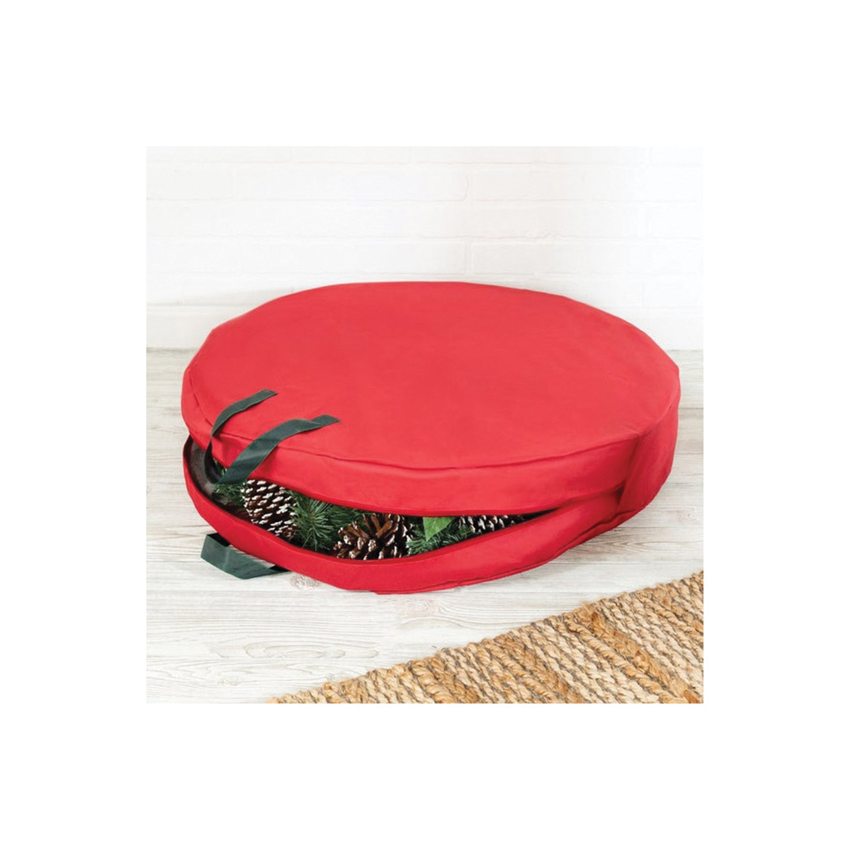 Honey-Can-Do SFT-01596 Wreath Storage Bag, Canvas/PVC, Red - 2