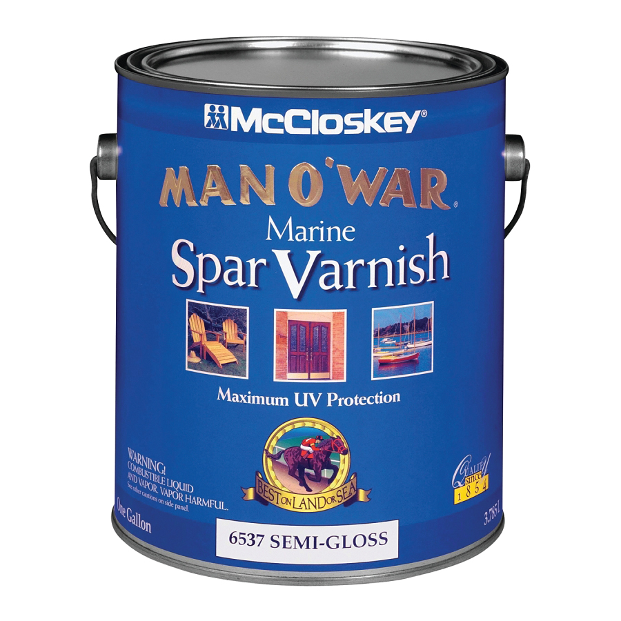 McCloskey 080.0006537.007 Spar Varnish, 450 to 550 sq-ft/gal Coverage Area, Semi-Gloss, Liquid, 1 gal