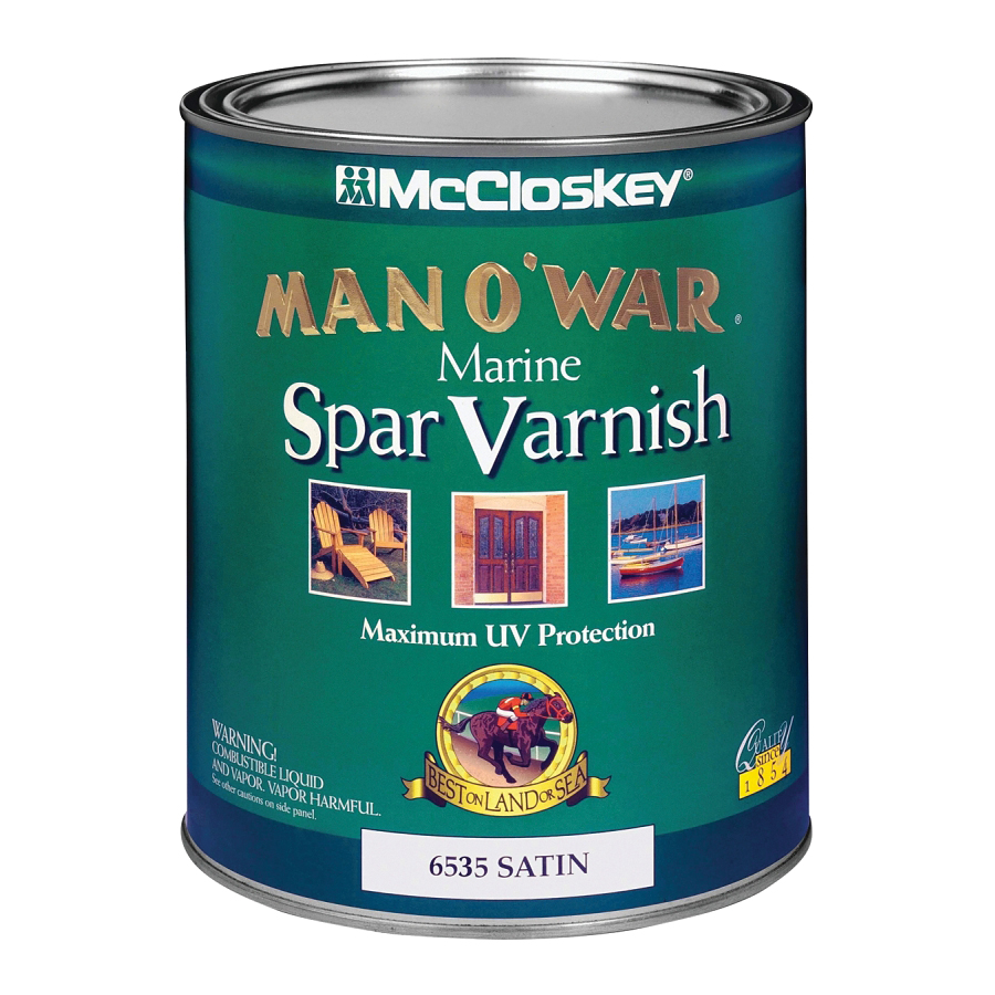 McCloskey 080.0006535.005 Spar Varnish, 450 to 550 sq-ft/gal Coverage Area, Satin, Liquid, 1 qt