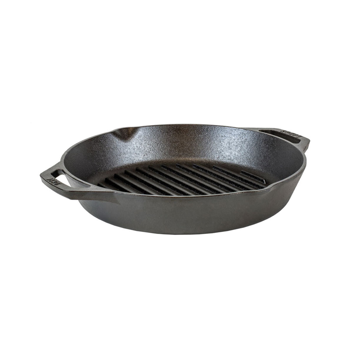 L10GPL Grill Pan, 12 in Dia, Iron, Black, Round, Iron Handle, Dual Handle