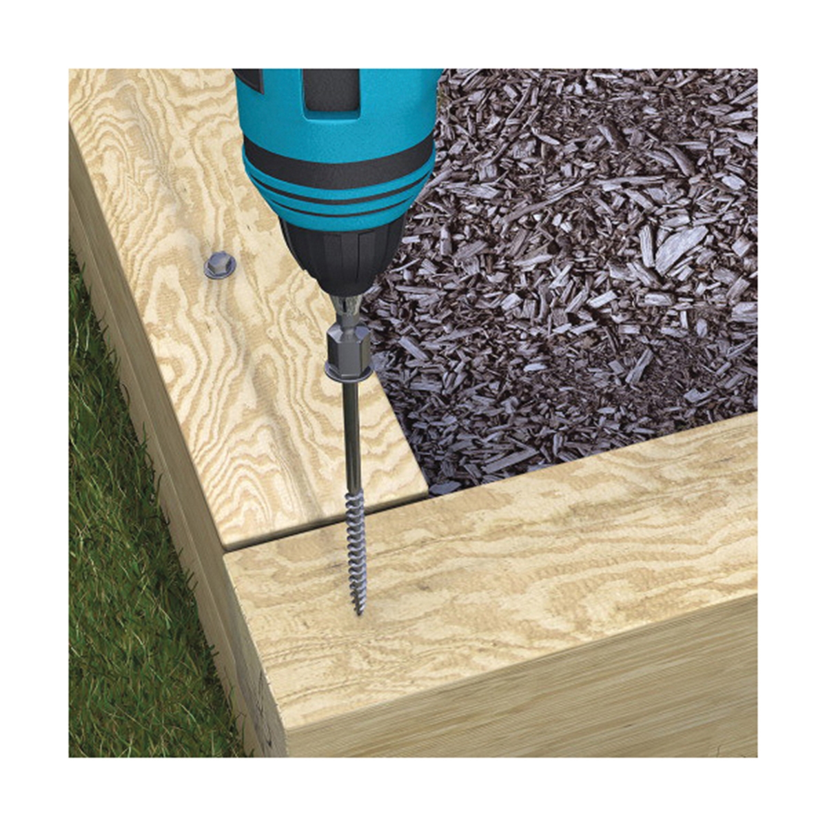 Hillman TimberTite 47805 Landscape Screw, 1/4-20 Thread, 6 in L, Coarse Thread, Hex Washer Head, Hex Drive, Sharp Point