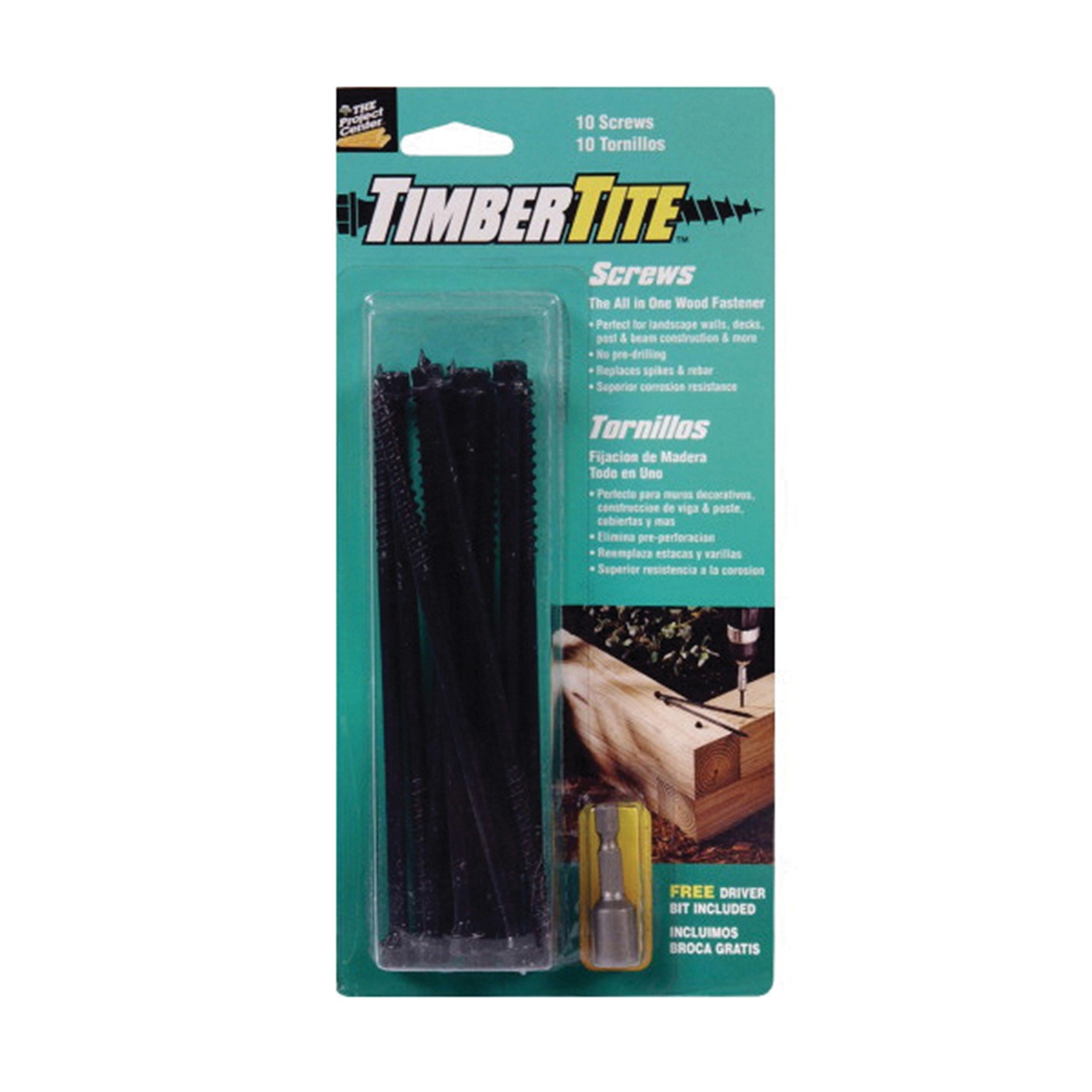Hillman TimberTite 47805 Landscape Screw, 1/4-20 Thread, 6 in L, Coarse Thread, Hex Washer Head, Hex Drive, Sharp Point