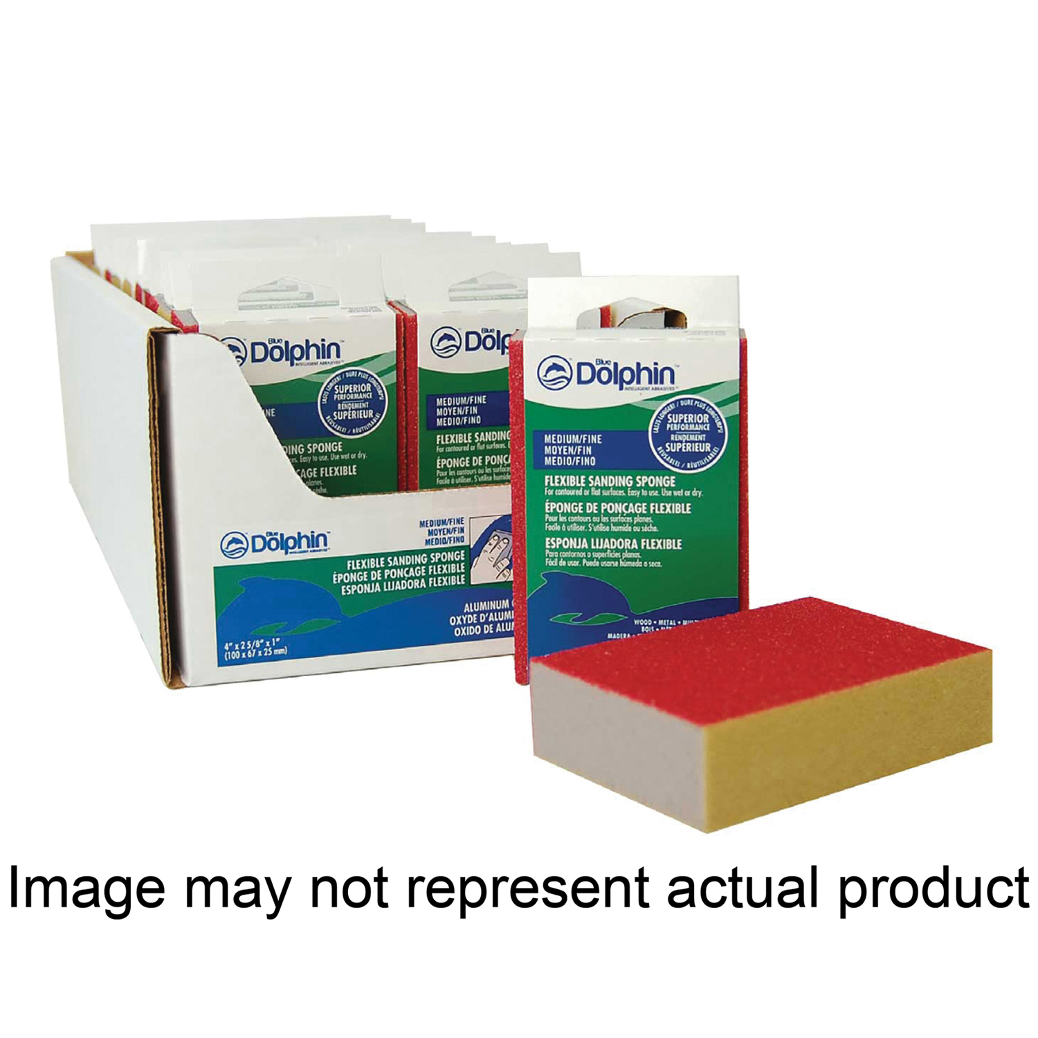 Blue Dolphin MFA-10 Dual-Angle Sanding Sponge, 5 in L, 3 in W, 60, 100 Grit, Fine, Medium