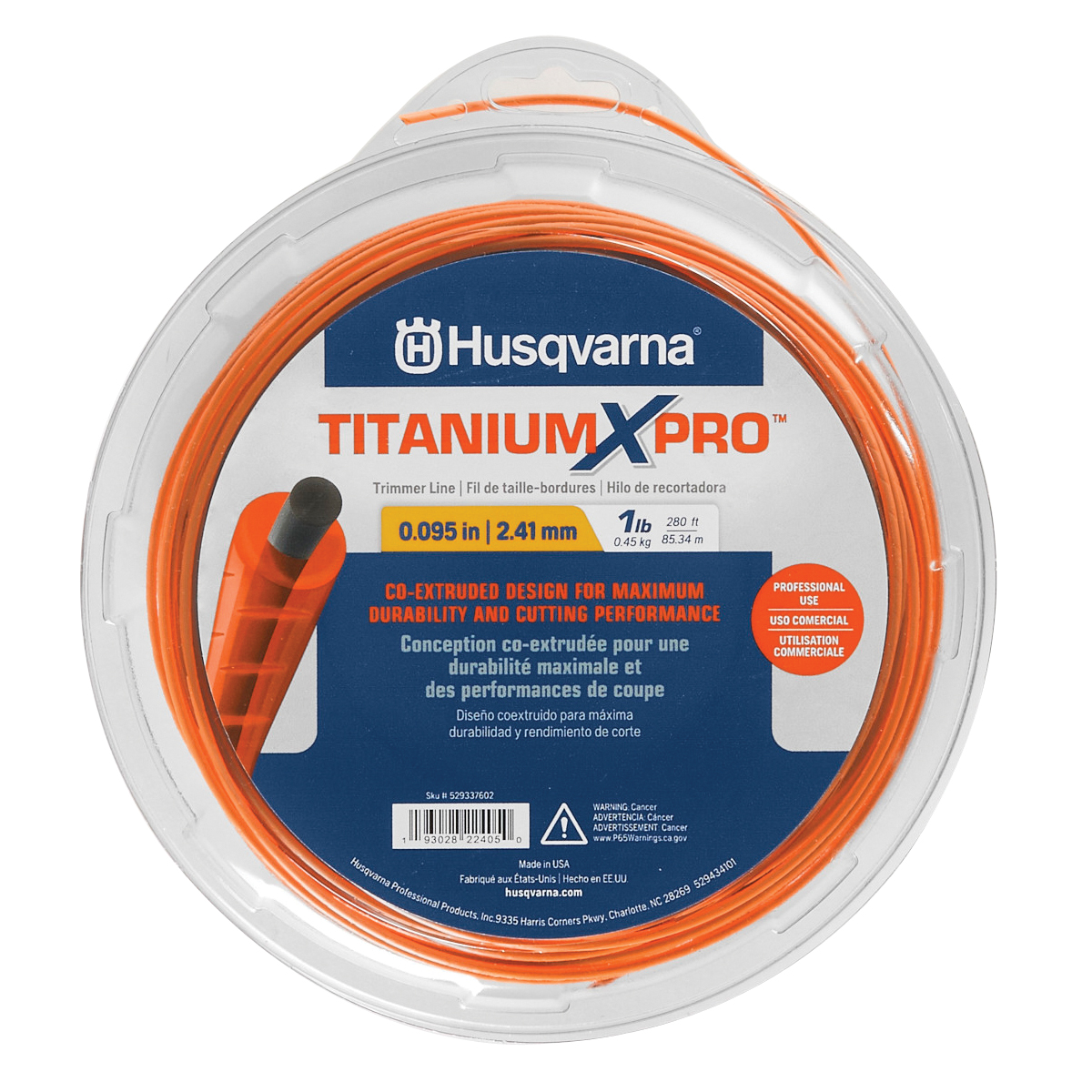 Husqvarna Titanium XPRO 596780401 Trimmer Line, 0.095 in Dia, 200 ft L, Polymer