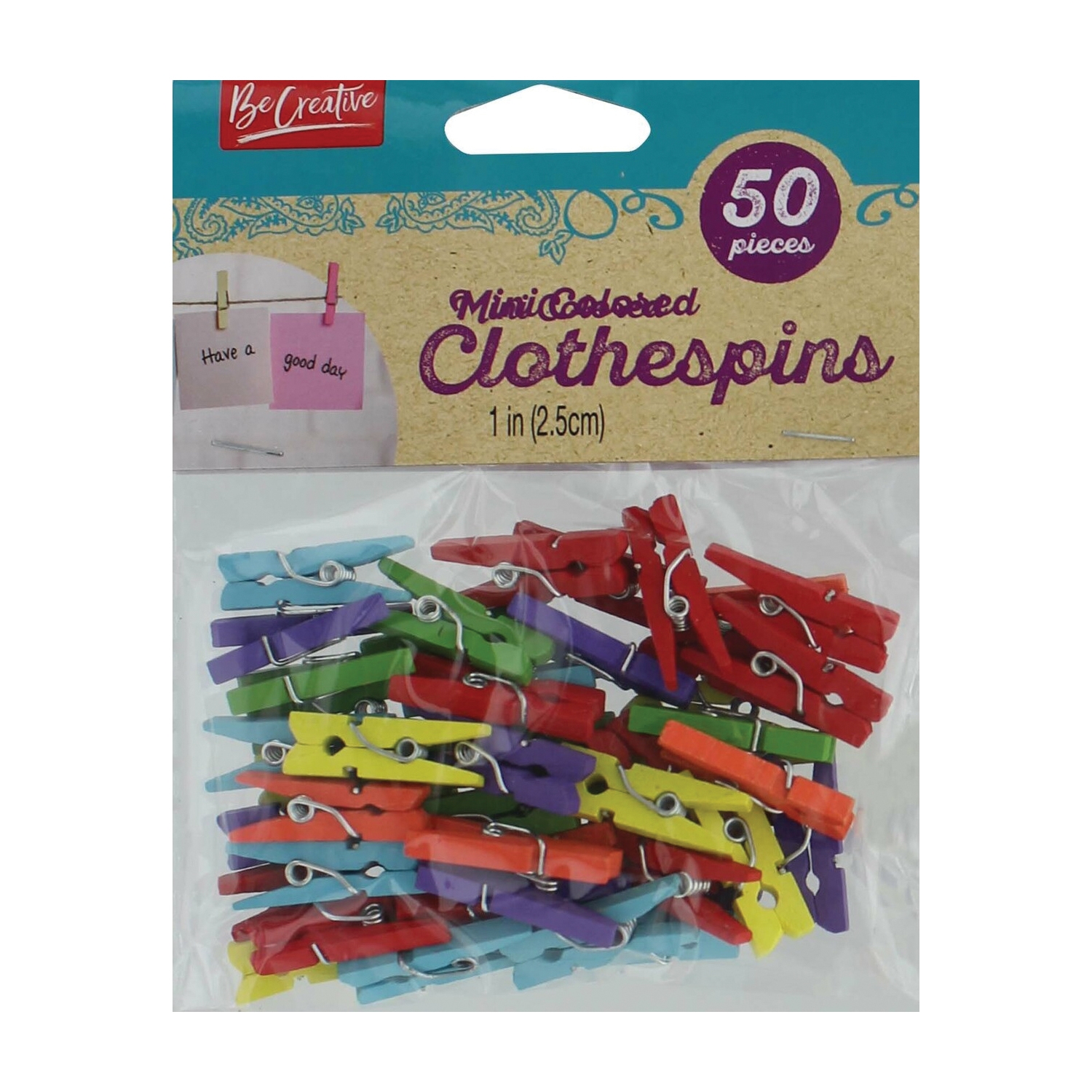 Leisure Arts LEA46926 Mini Clothespin, 1 in L, Wood, Multi-Color