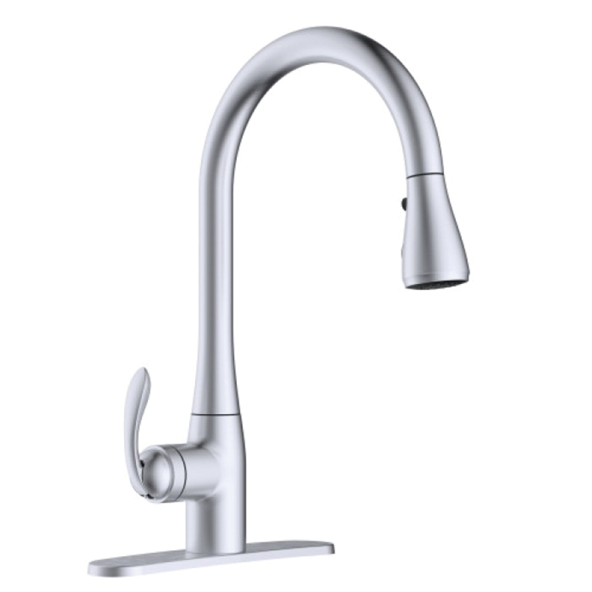 AquaPlumb 1558074 Kitchen Faucet with Boost Spray, 1.8 gpm, 3-Faucet Hole, Stainless Steel, High Arc, Pull-Down Spout