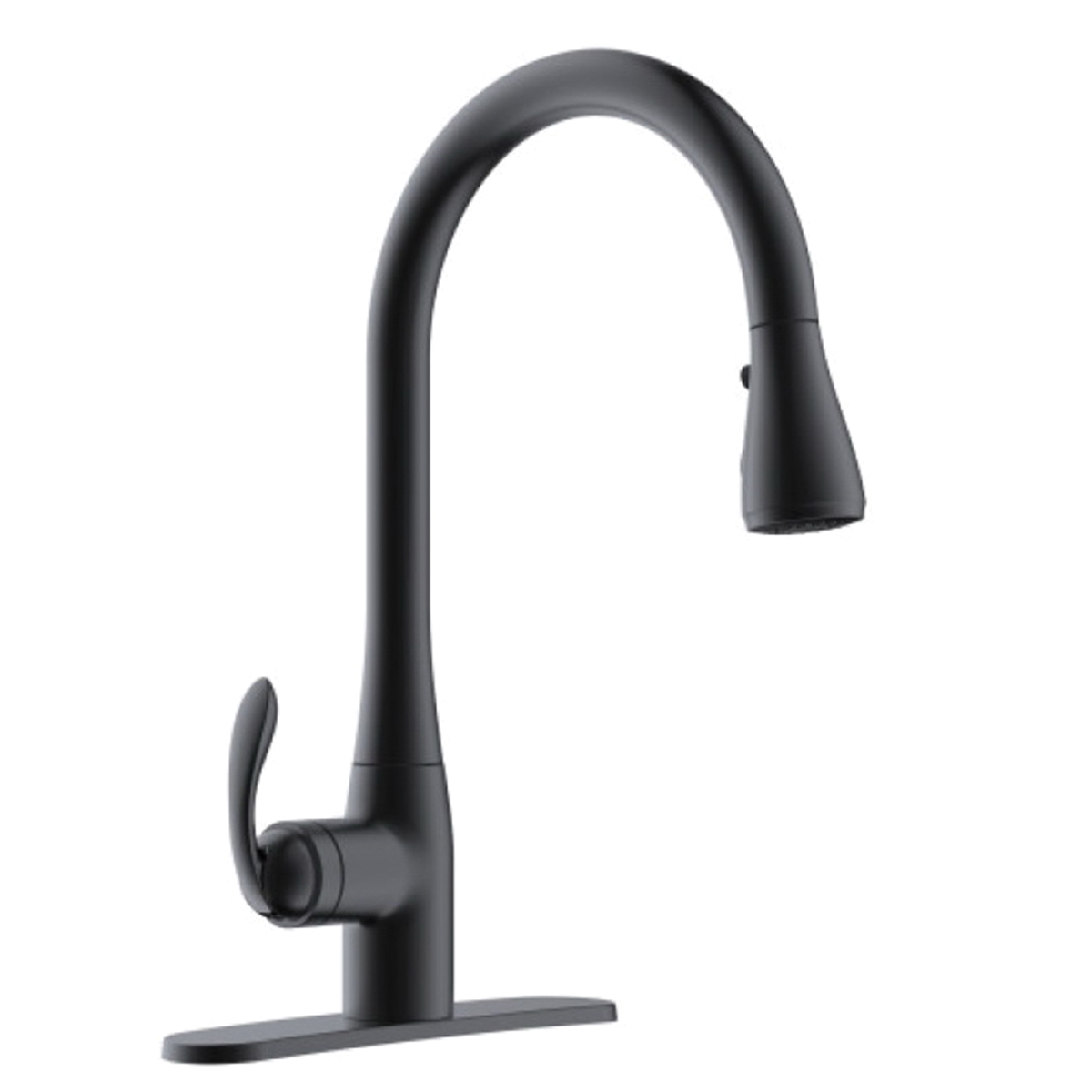AquaPlumb 1558075 Kitchen Faucet with Boost Spray, 1.8 gpm, 3-Faucet Hole, Matte Black, High Arc, Pull-Down Spout