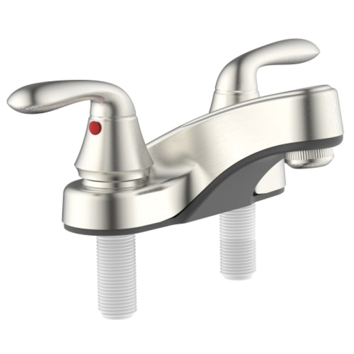 AquaPlumb 1554053 Lavatory Faucet, 1.2 gpm, 2-Handle, Plastic, Satin Nickel, 4 in Faucet Centers