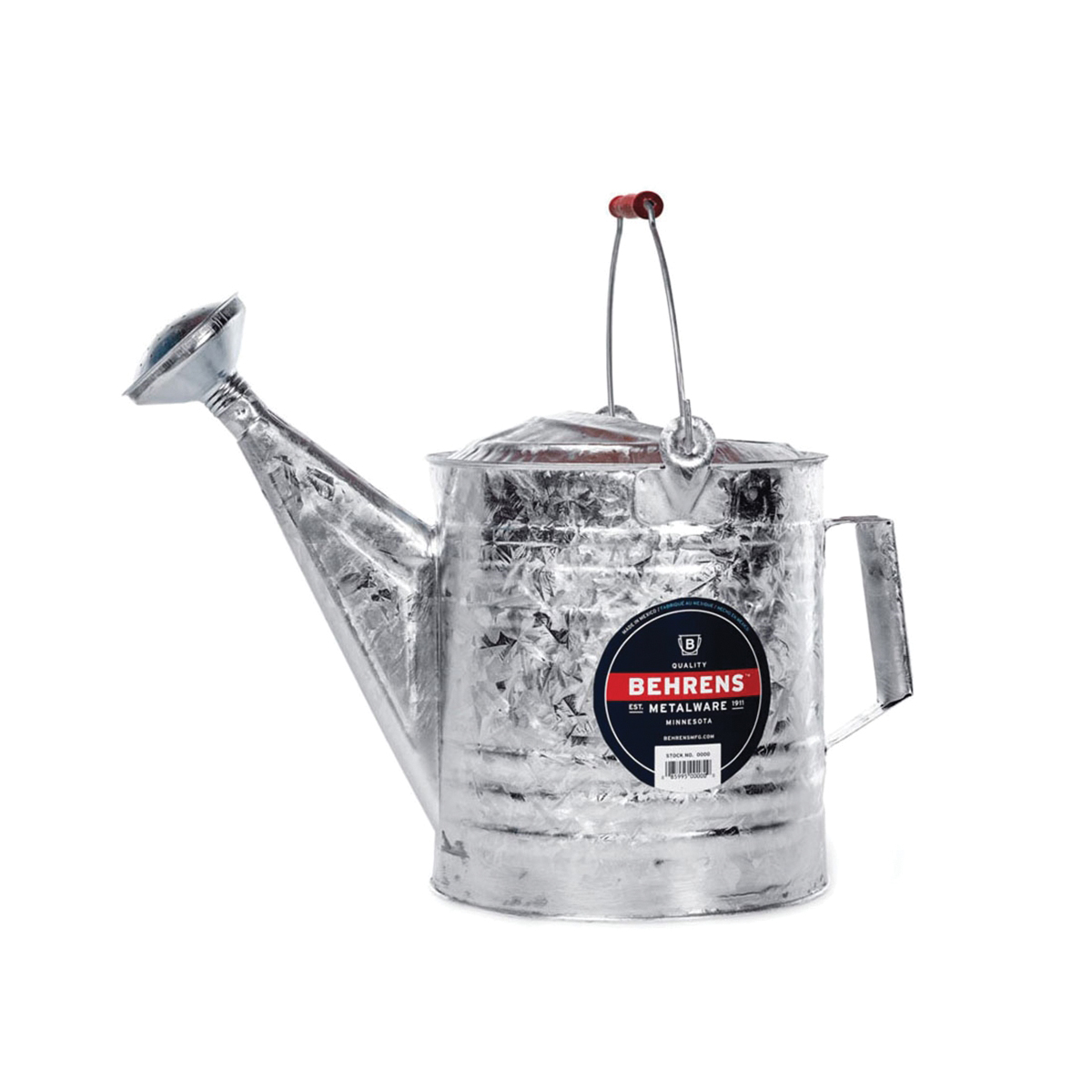 210RH Watering Can with Red Wooden Handle, 2.5 gal Can, Steel, Gray, Galvanized