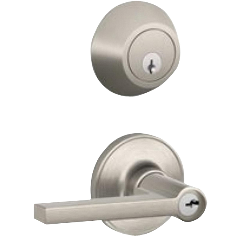 JC60VSOL619 Combination Lever Lockset, Mechanical Lock, Lever Handle, Straight Design, Satin Nickel, 3 Grade