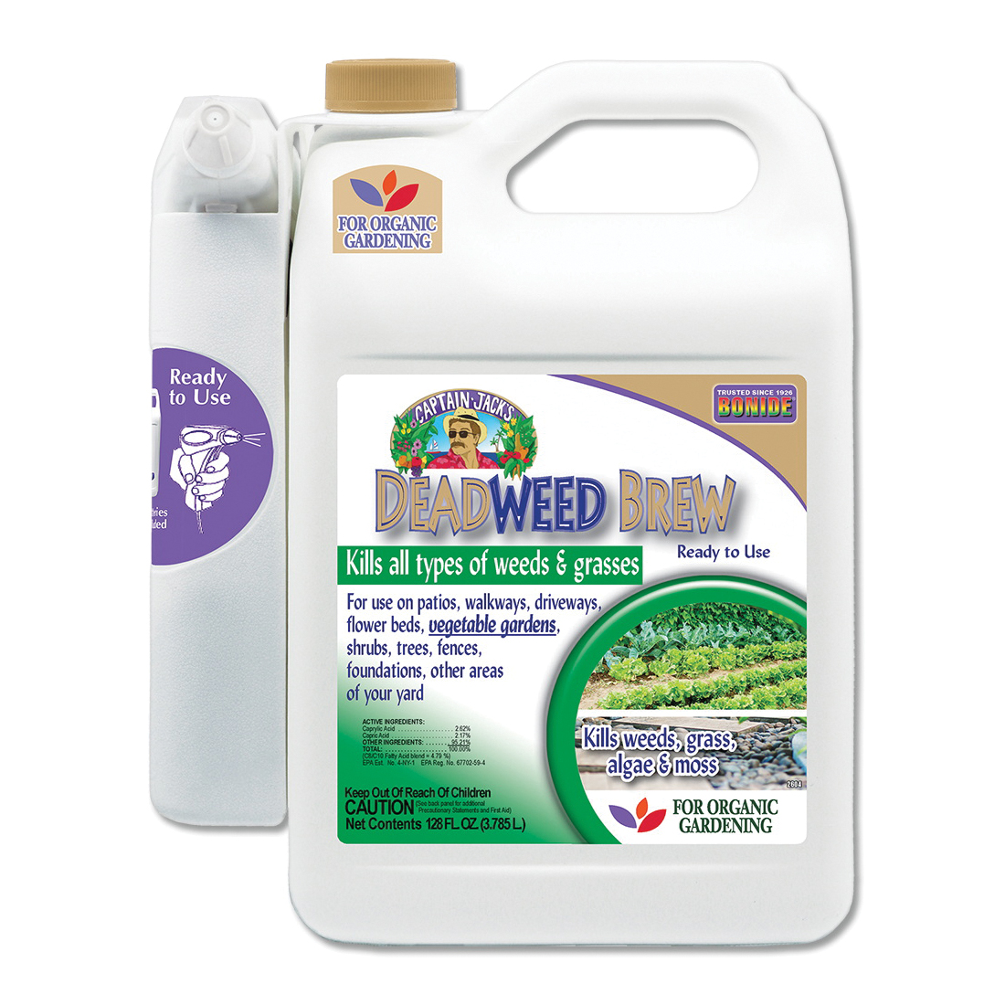Captain Jack's 2604 Ready-to-Use Deadweed Brew with Battery Powered Sprayer, Liquid, Clear/Yellow, 1 gal