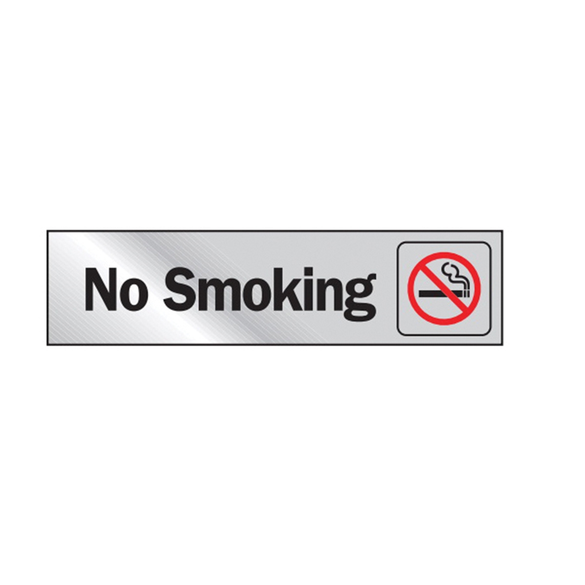 472 Graphic Sign, No Smoking, Silver Background, Vinyl, 2 in H x 8 in W Dimensions