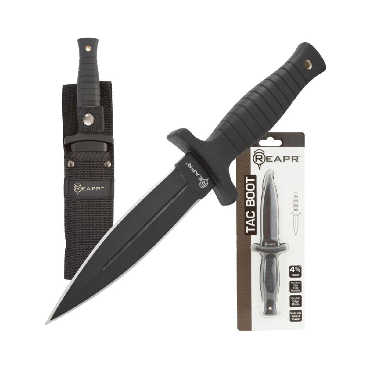 Reapr 11002 Boot Knife, 4-3/4 in L Blade, Stainless Steel Blade, TPR Handle, Hi-Grip Handle, 9 in OAL - 5