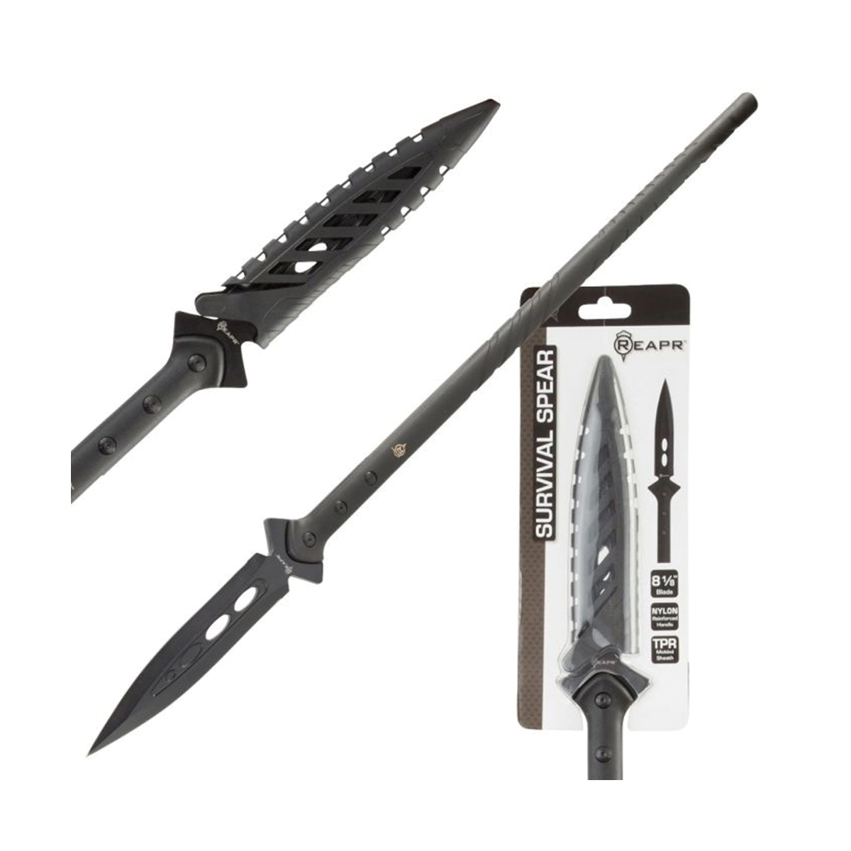 Reapr 11003 Survival Spear, 8-1/8 in L Blade, Stainless Steel Blade, TPR Handle, Grooved Handle, 44 in OAL - 4