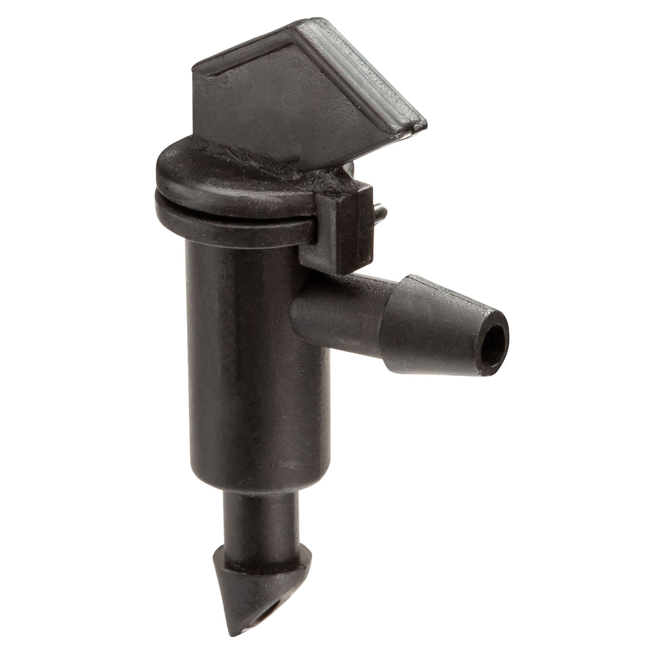 FE10-25SX Dripper Emitter, Flag Style, 1/4, 1/2 in Connection, Barb, Drip, 1 gph, Plastic, Black