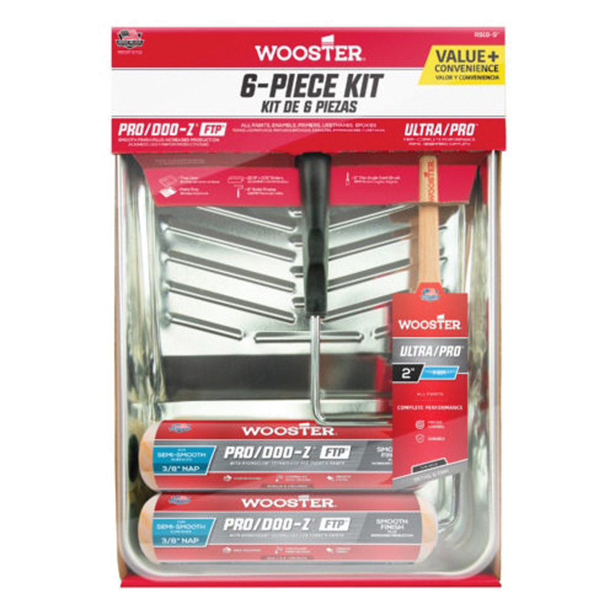 Wooster R918-9 Paint Roller Kit, Semi-Smooth Surface, Polypropylene, 6-Piece