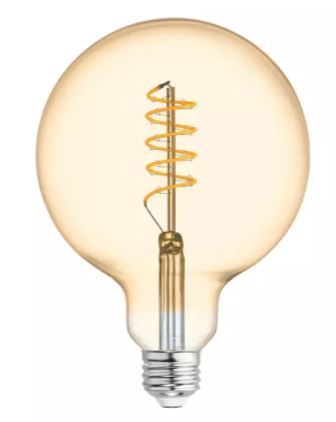 36538 Vintage Light Bulb, G40 Lamp, 60 W Equivalent, E26 (Medium) Lamp Base, Dimmable, Amber, Warm White Light