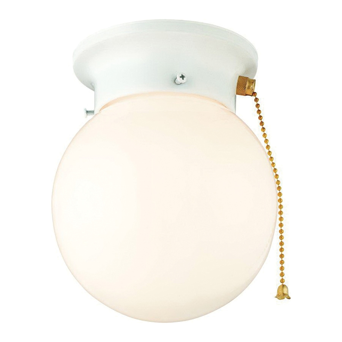 54-4908 Ceiling Light Fixture with Pull Chain, 60 W, 1-Lamp, White Fixture
