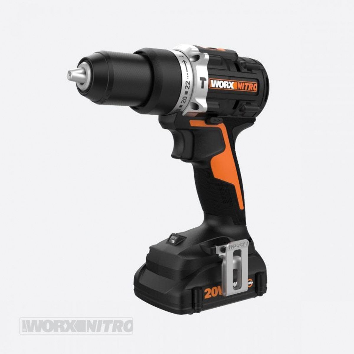WORX Nitro WX352L Cordless Hammer Drill, Battery Included, 20 V, 2 Ah, 1/2 in Chuck, Ratcheting Chuck