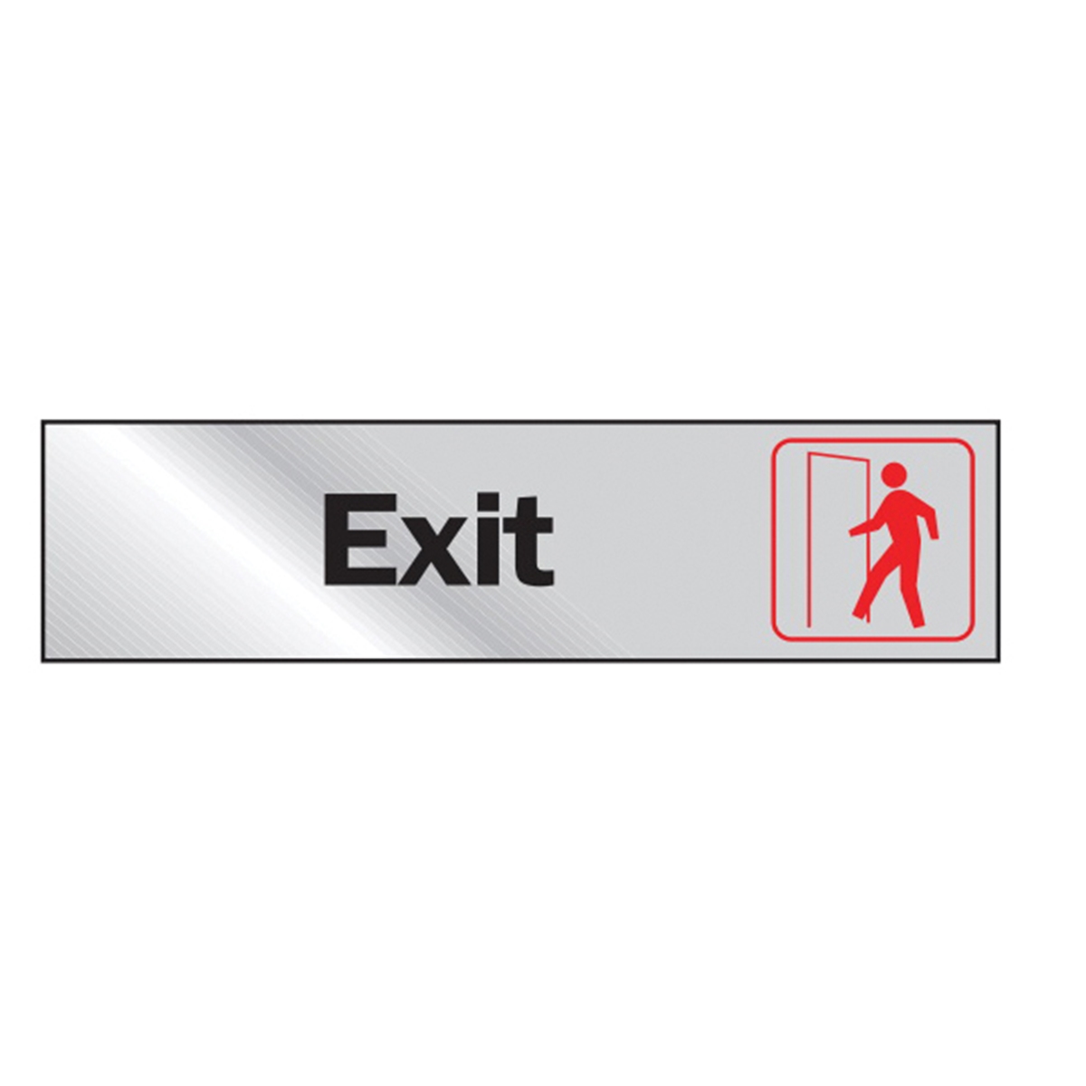 471 Graphic Sign, Exit, Silver Background, Vinyl, 2 in H x 8 in W Dimensions