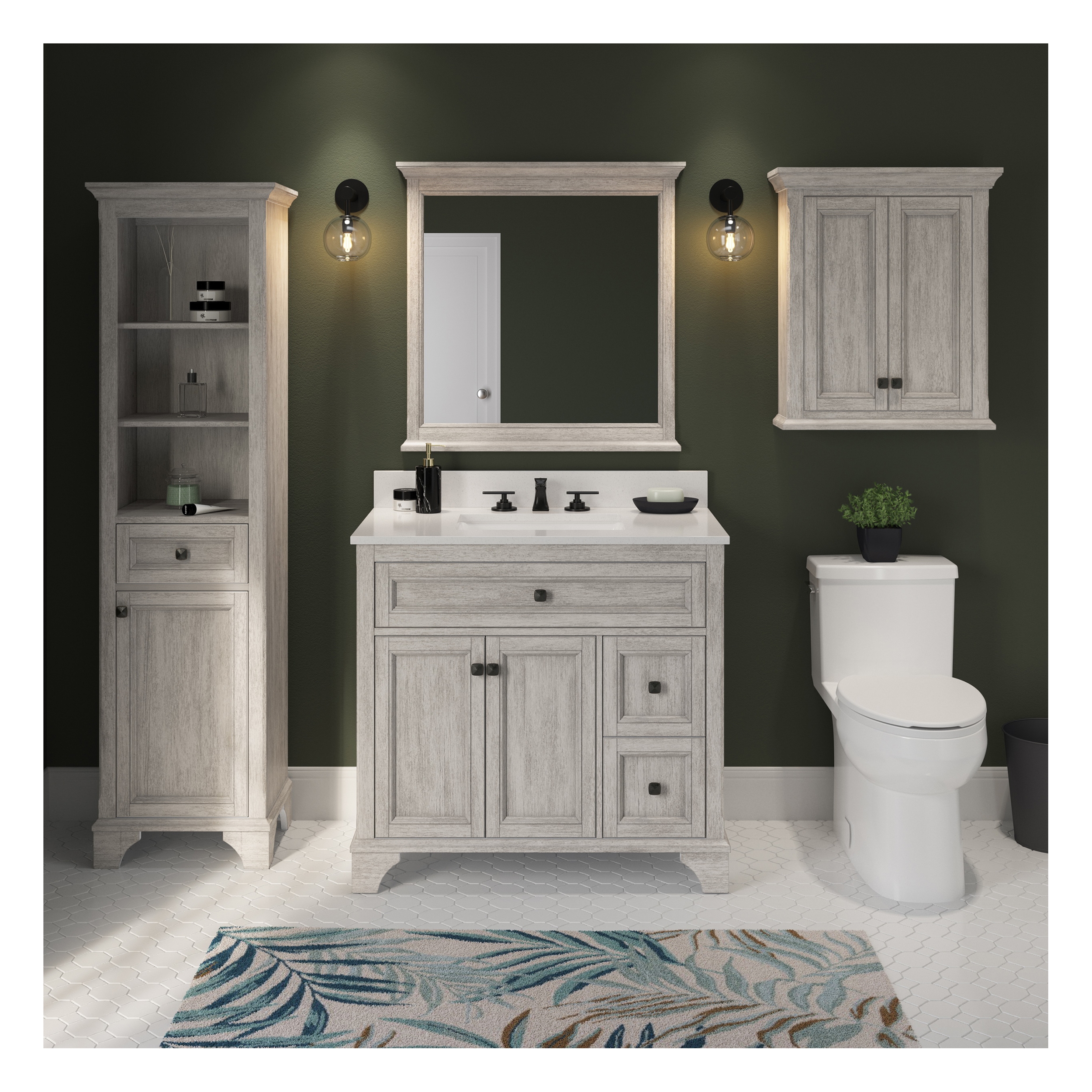 Foremost Ellery Series EBGM3232 Framed Mirror, 32 in L, 32 in W, Vintage Gray Frame - 2